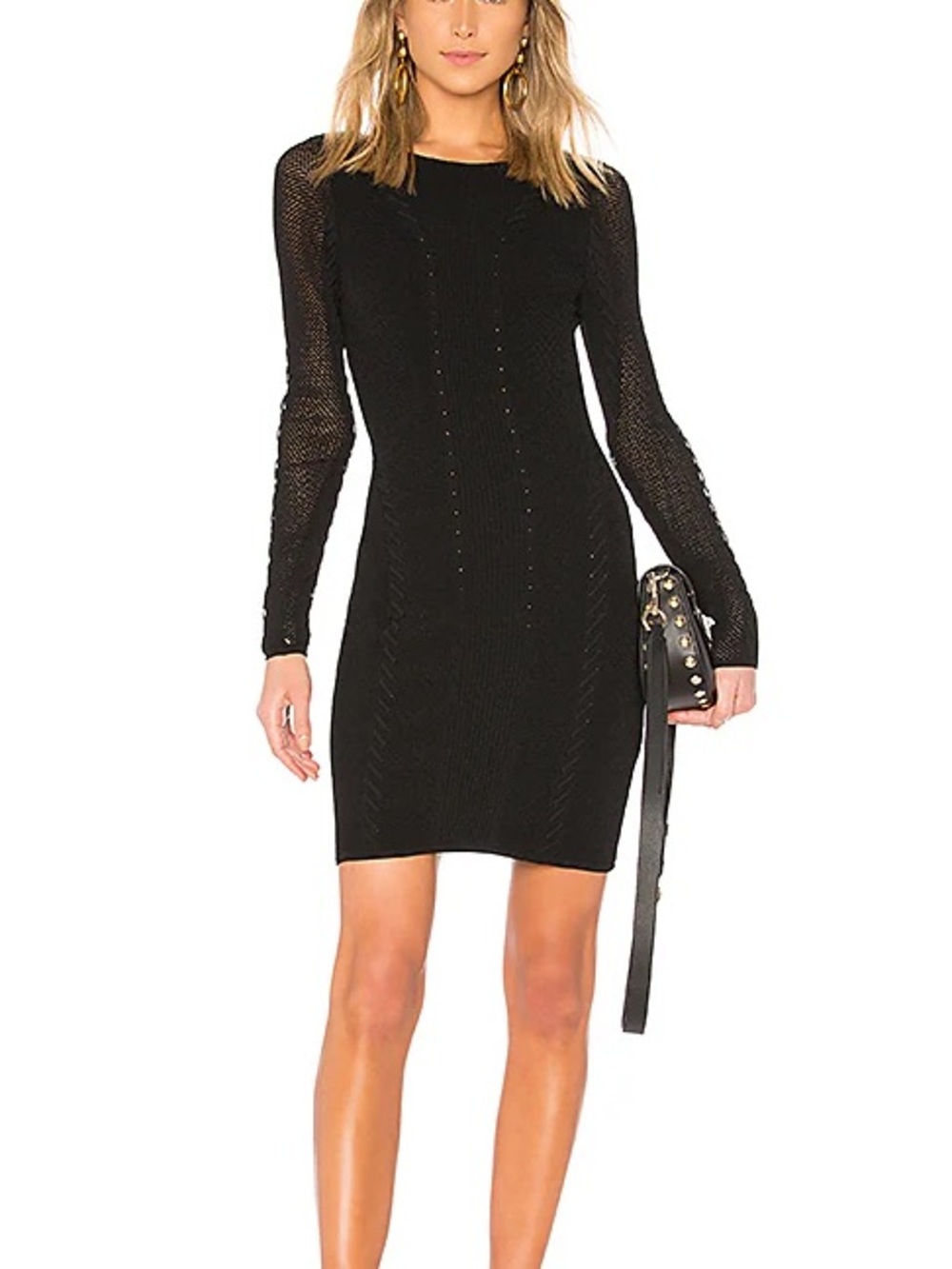 Rag & Bone Black Brandy Long Sleeve Whipstitch Knit Mini Dress size Small